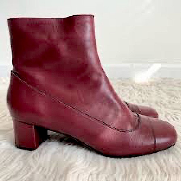 Rockport Burgundy Leather Side Zip Booties, size 7 - Picture 1 of 1